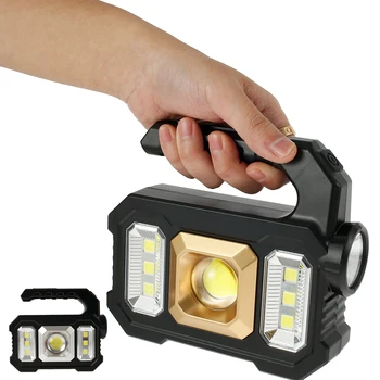 Слънчеви работна лампа, уличен фенер за къмпинг, прожектор, преносим прожектор COB, ръчен, прожектор, аварийно фенерче за риболов