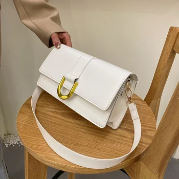 Дамски чанта на едно рамо под мишниците, ежедневни чанти през рамо, нов стил, модни чанти с двойно пагон, обикновена чанта от изкуствена кожа