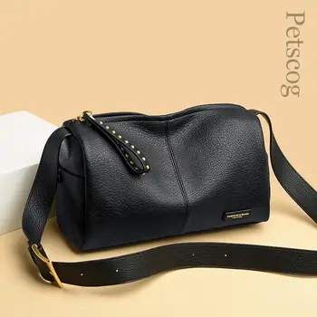Дизайнерска чанта-тоут от волска кожа, дамски чанти, обикновен дамски чанти през рамо от естествена кожа, дамски чанти-незабавни посланици