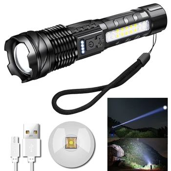 Фенерче XHP50 и на КОЧАН със силна светлина, преносим USB C, акумулаторна батерия, светли домакински led лампа, вградена батерия с дисплей на храна