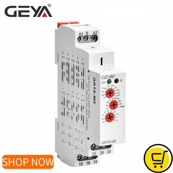 GEYA GRT8-M Регулируема многофункционално реле таймер с 10 варианта функции AC 24V DC 12V 220V 230V Реле време Din-рейк
