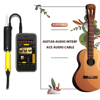 Конвертор китарен интерфейс, подмяна на аудиокабеля 3,5 мм, адаптер линеен кабел китарен тунер, Поддръжка на всички приложения за iPhone /iPad/iPod