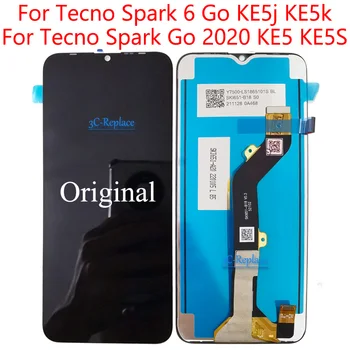Оригинален Черен За Tecno Spark 6 Go/Spark Go 2020 Дисплей Със сензорен Екран KE5j KE5k KE5S KE5 Подмяна на LCD панели в Събирането на