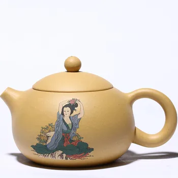 Автентичен лилаво глинено гърне с рисувани Shih дзъ гърне ръчно изработени от сурова руда глинен чайник кунг-фу чай набор от 230cc