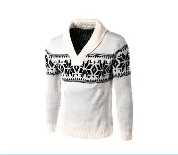 Мъжки есента нов случайни жаккардовый пуловер с цип с коледен дизайн, жилетка, сако, мъжки зимен пуловер с имитация на вратата и дълъг ръкав, пуловер