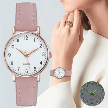 2022 НОВ часовник, Дамски модни ежедневни часовници с кожена каишка, Прости дамски кварцов Часовник с малък циферблат, ръчни часовници Reloj mujer