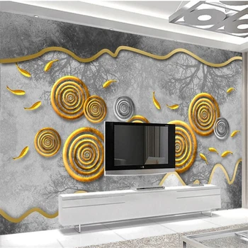 тапети по поръчка beibehang 3d стенописи нова китайска художествена концепция на златен кръг творчески гора модерна мека чанта 3D тапети