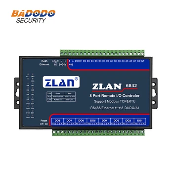 ZLAN6842 8-канален порт за дистанционно управление на ioctl RS485 Ethernet 8 цифрови входове-изходи Аналогов подкрепа RTU Modbus TCP