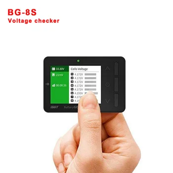 Измерител на заряд на батерията ISDT BG-8S, цифров измерител на капацитет на батерията с LCD дисплей, балансировщик зареждане на батерии, тестер за зареждане на батерията за LiPo/Life и т.н.