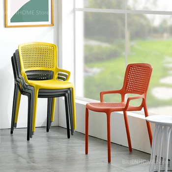 Скандинавски Дизайн на Офис пластмасов стол с облегалка, Модерен Прости Столове, Мебели за дома, за отдих на открито, Балкон, сгъстено трапезни столове