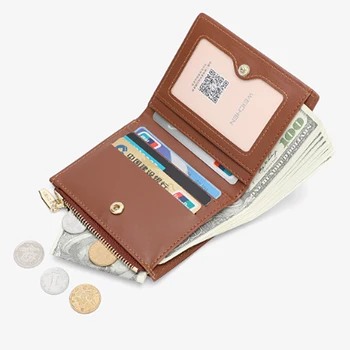 2023 Висококачествени мини чантата е от изкуствена кожа, модерен женски сгъваем портфейл с цип за съхранение на пари, ултра-държач за карти