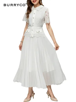BURRYCO / жена Нова Лятна рокля 2023 Оригиналния Дизайн на Луксозен Стил, С кружевными бутони, Тънка Рокля трапецовидна форма