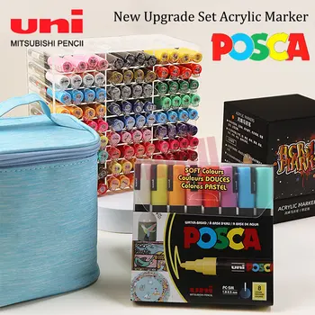 Japan UNI POSCA Набор от цветни маркери PC-1M Акрилна боя Mark 0,7 мм Плакат, дръжка за графити, Албум за рисуване на Манга, Стоки за бродерия, канцеларски материали