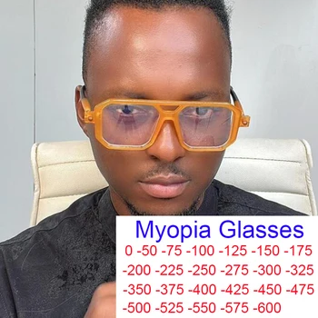 Мъжки Готови Очила за Късогледство, Реколта Рамки С Двоен Мост, Анти-Синя Светлина, Очила За Късогледство, Оптични Компютърни Очила + 1,5 + 2