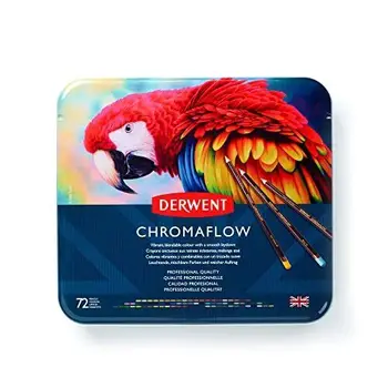 Цветни моливи Derwent Chromaflow, определени от 72 калай кутии, Многоцветни, гладка текстура, высокопигментированные цвят, стоки за бродерия