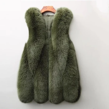 Нов жилетка от изкуствена кожа, зимни майк средна дължина, приталенное плюшевое палта, палто от лисьего кожа, ежедневни темпераментен топло дамски дрехи