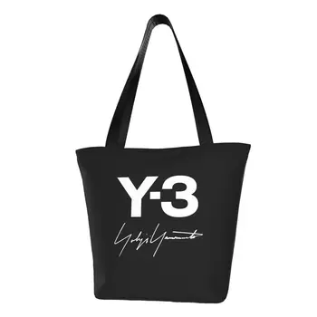 Чанта-тоут за покупки на Yohji Yamamoto с принтом в стил Kawai, холщовая чанта за покупки от рециклиране