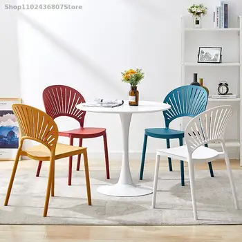 Гореща разпродажба икономичен скандинавски маса за хранене, стол, домашен пластмасов стол, модерен прост стол с облегалка, офис масата за преговори на открито