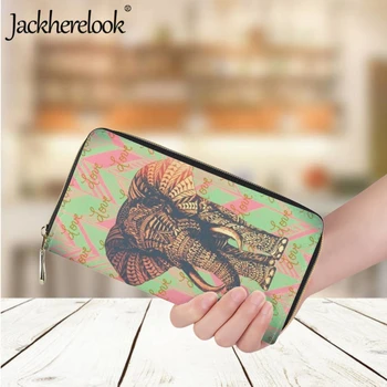 Дамска чанта Jackherelook, елегантен Нов дизайн на формата на полинезийски слон, луксозен кожен дълъг портфейл, държач за банкови карти, изискан клатч