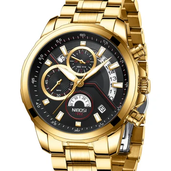 Луксозни часовници NIBOSI, мъжки спортни часовници с хронограф, висок клас марка, водоустойчиви часовници за мъже, стомана кварцов часовник Relogio Masculino