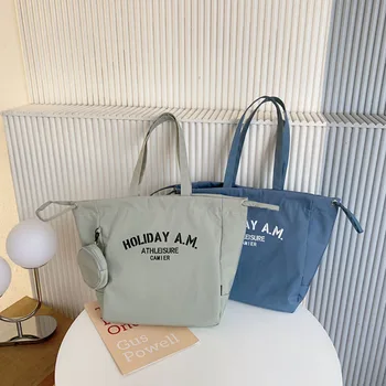 Чанта през рамо с надпис Hylhexyr, водоустойчив памучен чанта от съвсем малък с магнитна тока, холщовые чанти-тоут, училищна чанта за ръчно носене