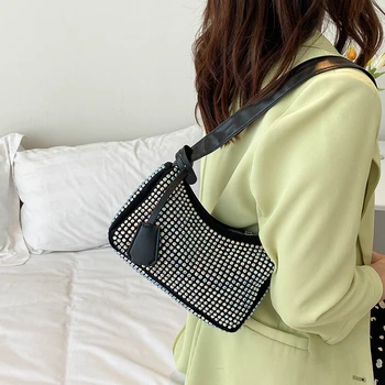 Модерна дамска чанта през рамо с диаманти, луксозни дизайнерски чанти, ежедневни женски портфейл, чанта-тоут, основният женски чанта